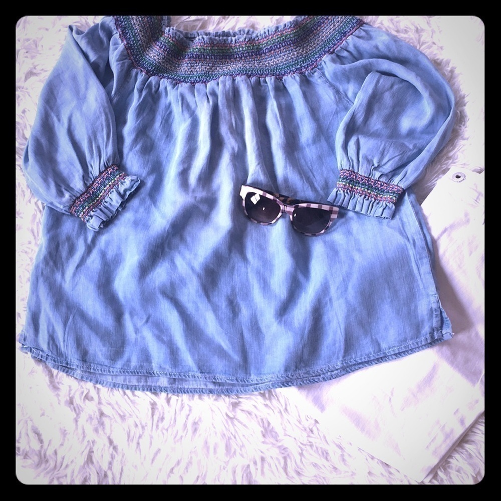 Velvet Heart Smocked Peasant Blousr